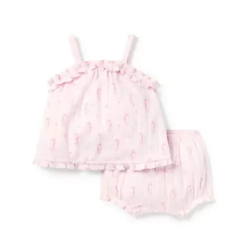 Baby Pink Blossom Seahorse Baby Seahorse Pointelle Matching Set by Janie and Jack