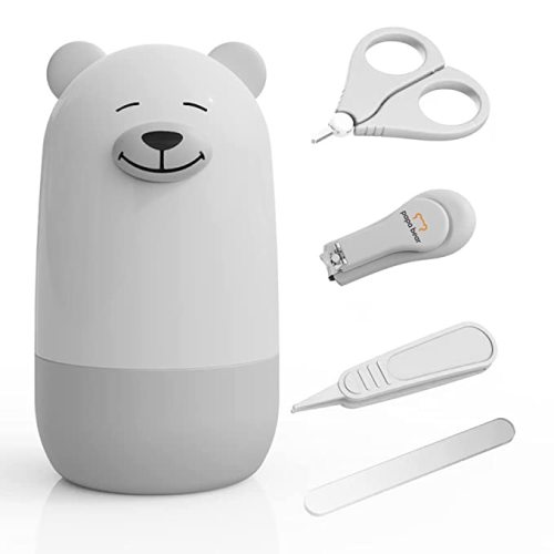 PaPaBear 4-in-1Baby Nail Clippers Set with Cute Case, Infant Nail Clipper Kit for Baby Manicure and Pedicure,New Mom Gifts(White) - O Polar White