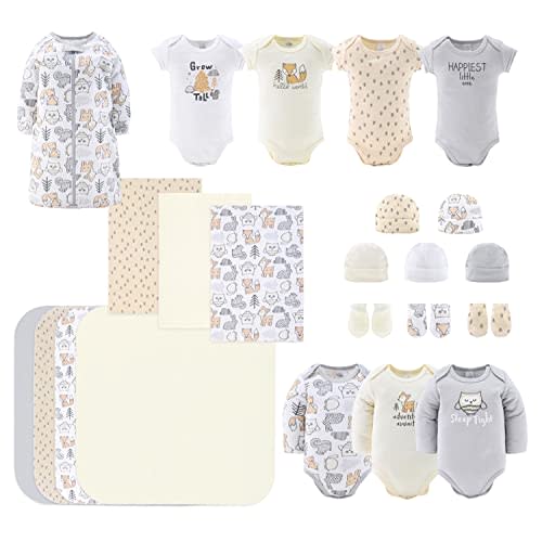 The Peanutshell Newborn Clothes & Accessories Set for Baby Boys or Girls | 23 Piece Layette Gift Set | Fits Newborn to 3 Months | Woodland Animals