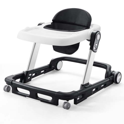 HARPPA Foldable Baby Walker for Babies 6-24 Months, Anti-Rollover, Seat and Height Adjustable, Black