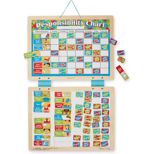 Melissa & Doug Magnetic Responsibility Chart | Toddler Routine, Kids Reward Board, Chores Chart, For Kids Ages 3+