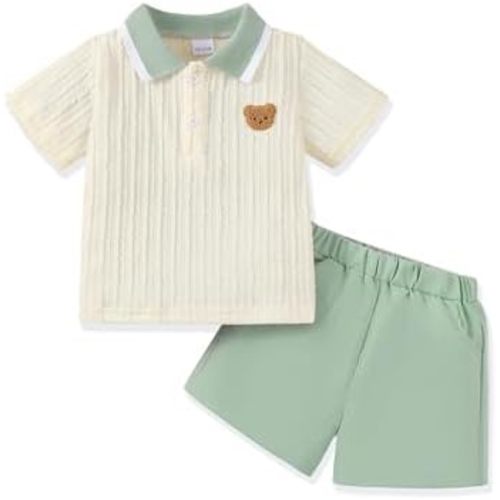 Renotemy Toddler Baby Boys Clothes Summer Outfits Polo Shirt Shorts Set 2Pcs Boys Clothing Sets 12 Month-5T