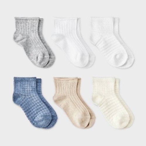 Toddler 6pk Waffle Ribbed Ankle Socks - Cat & Jack™ 2T-3T