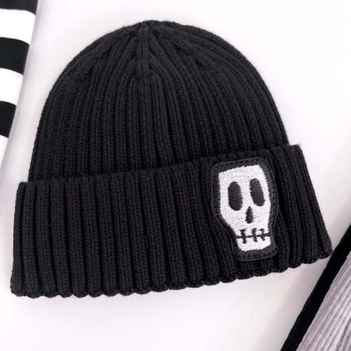 Kids Knitted Cotton Beanie with Skull Logo - Not So Basic Basics – Skeletots
