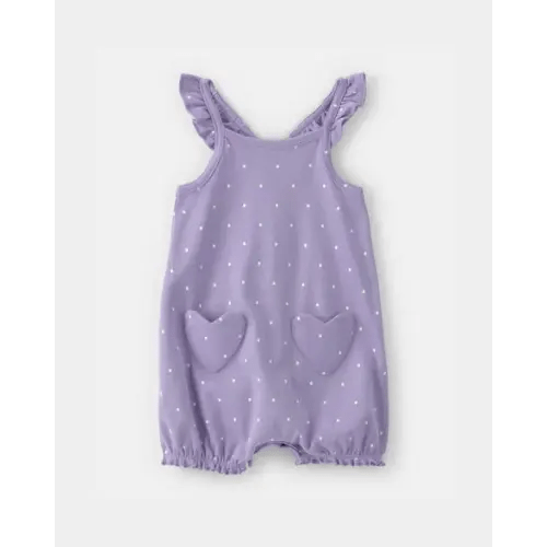 Baby Girl Polka Dots Sleeveless Romper - Purple | Carter's