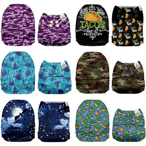 Mama Koala 1.0 Cloth Diapers for Babies, 6 Pack Pocket Shell Only (NO Inserts) - One Size Washable and Reusable Pocket Diapers for Newborns and Toddlers - 160084