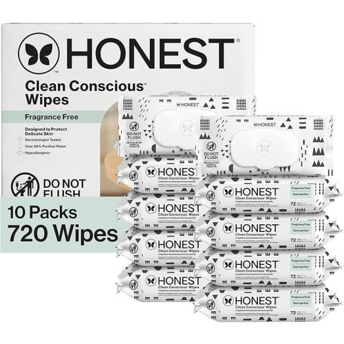 The Honest Company Hypoallergenic Multi-Use Baby Wipes for Sensitive Skin Baby Pattern Play 288 Count
