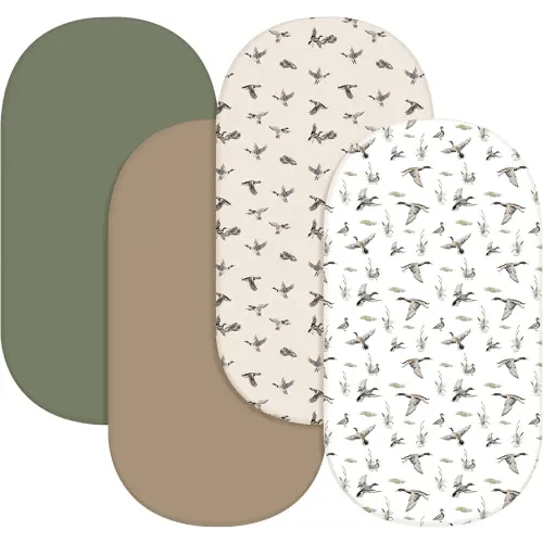 4 Pack Mallard Duck Bassinet Sheets 32 x 16 x 4 Inches Hunting Stretchy Neutral Fitted Sheets Mallard Duck Baby Stuff Bedding for Standard Bassinet Mattress Gift Set