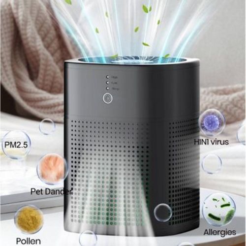HEATDAZ Air Purifier for Bedroom - Perfect Christmas Gift, Small Air Purifier for Smoke with Sleep Mode, Black Holiday Wellness Solution