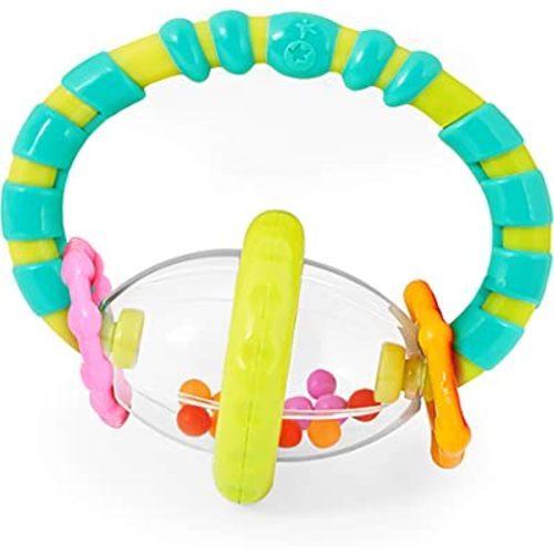 Bright Starts Grab & Spin Baby Rattle & BPA-Free Teether Toy, Ages 3 Months+