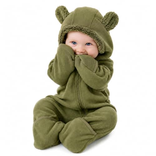 Cuddle Club Fleece Baby Bunting Bodysuit Hoodie, Newborn - 5T | Infant Romper Hooded Sweater Outfit, Car Seat Friendly, Convertible Mittens & Booties, Warm Jacket, Winter Suit Clothes