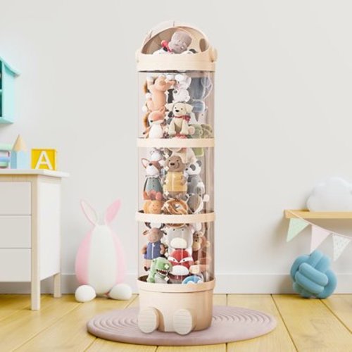 Uscallm Stuffed Animal Storage Tube, Stuff Animal Toy Organizers and Storage with Zipper, 51in Vertical Toy Storage Tube, Large Toy Storage Transparent Bucket with Lid Deal of Day