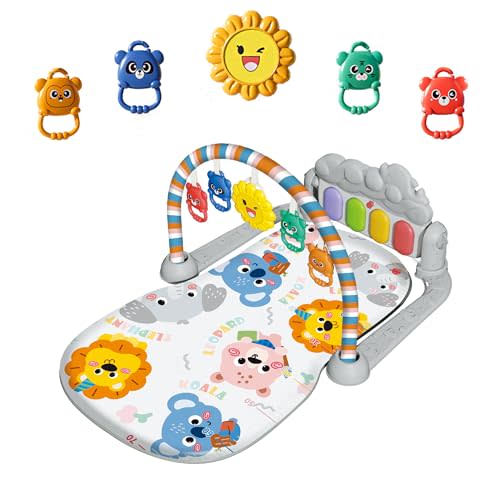 JING SHOW BUSSINESS Baby Play Mat Baby Gym,Play Piano Tummy Time Baby Activity Mat, Music and Lights Boy & Girl for Newborn 0 to 3 6 9 12 Months