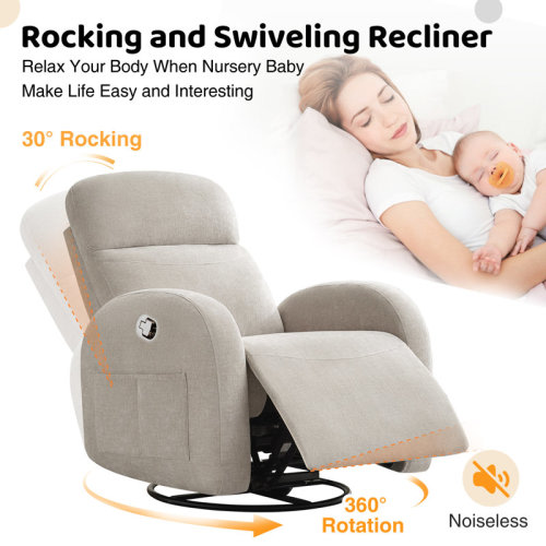 Latitude Run® Delba 37"Modern Upholstered Chenille Manual Swivel Rocker Glider Recliner Nursery Chair & Reviews | Wayfair