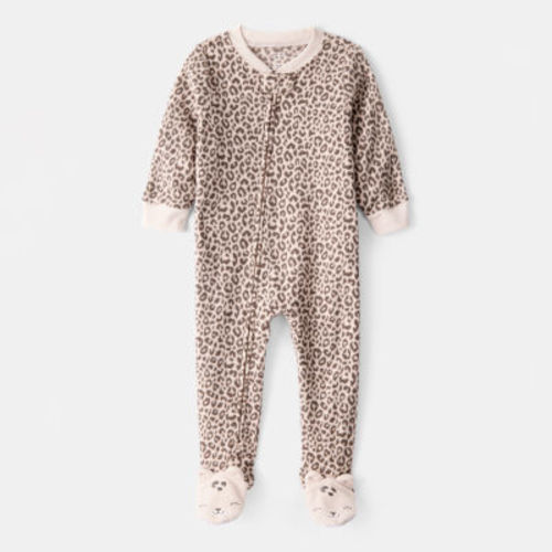 Carter's Baby Girls Fleece Round Neck Long Sleeve Footed Pajamas