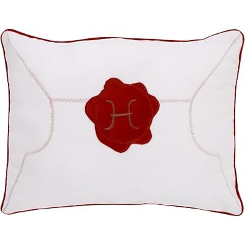 Warner Brothers Harry Potter Welcome Little Wizard Red, and White Addressed Letter Decorative Pillow