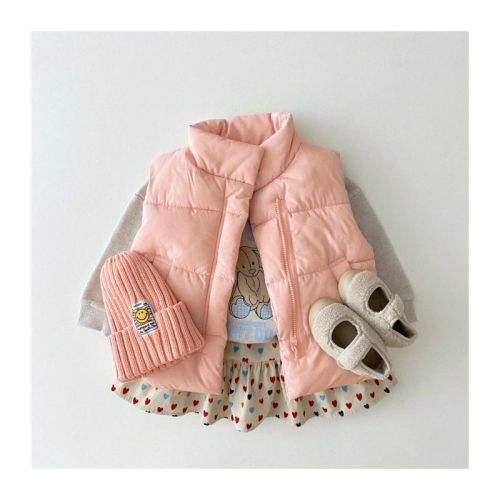 MyKids-USA Baby Solid Color Quilted Thickened Vest Coat In Winter