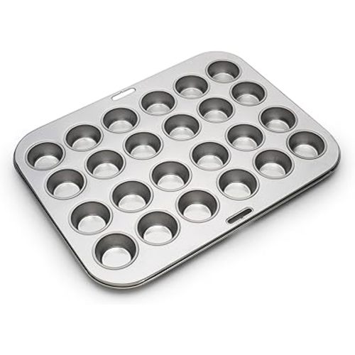 Fox Run Mini Muffin and Cupcake Pan, 24 Mini Cups, Stainless Steel Baking Pan, 10.5 x 13.75 x 1.5 inches,
