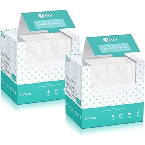 Face Towels, 10"×12" Disposable Face Towel, Face Towelettes XL, Ultra Soft Makeup Remover Dry Wipes, Thick Face Towel for Cleansing,100 Count (2 Pack)