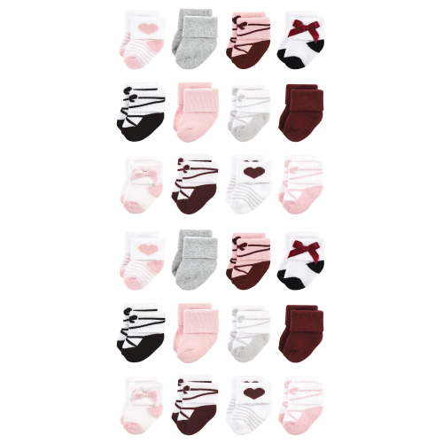 Hudson Baby Cotton Rich Baby Terry Socks 24-Pack, Ballet, 6-12 Months