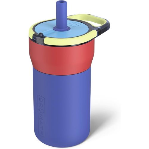 BrüMate Leap 12oz 100% Leakproof Kids Tumbler with Handle and Silicone Soft Straw | Drop Resistant Silicone Sleeve | For Kids 4+ | Insulated Stainless Steel | Cup Holder Friendly | 12oz (Supernova)