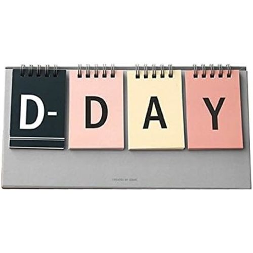 D-Day Perpetual Desk Calendar D-Day Count Down Flip Calendar Desktop Easel Calendar Spiral Bound Calendar Planner, Decorative Stickers Included, 9.84”X4.72” (Multi)