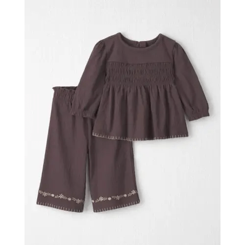 Baby Girl 2-Piece Organic Cotton Smocked Top & Pant Set - Little Planet | Carter's