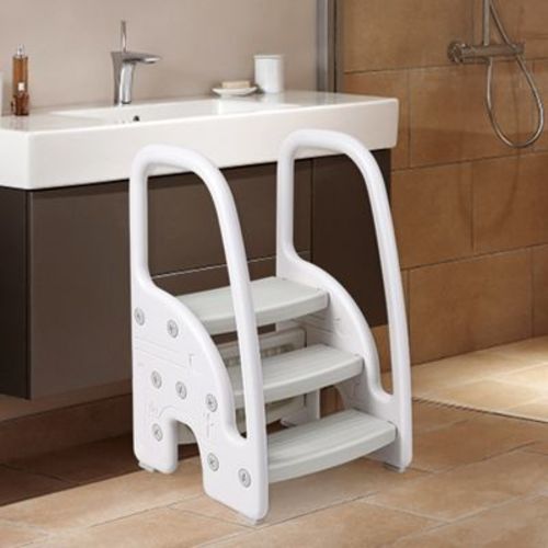 Toddler Step Stool 3 Step – Kids Standing Tower for Bathroom Sink Kitchen Counter, Plastic Stepping Stool with Handles Sides for Toilet Potty Trainin