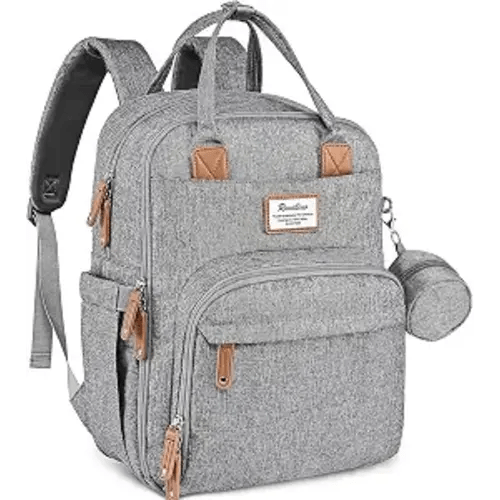 RUVALINO Baby Diaper Bag Backpack with Changing Pad, Waterproof, XL Gray