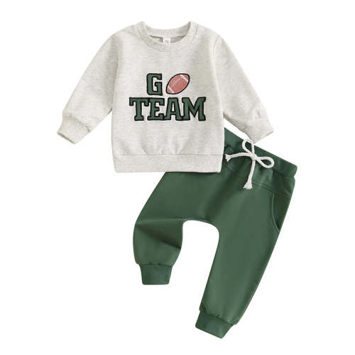 Baby Toddler Boys 2Pcs Go Team Fall Outfit Football Letter Embroidery – August + Willow