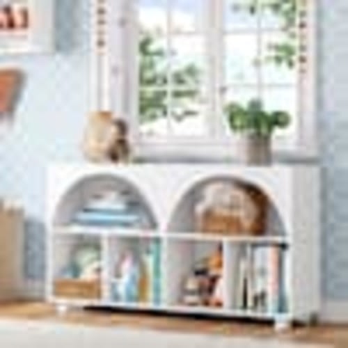 RiverRidge Home Kids Curve Appeal 46 in. Wide White 4-Cubby Bookcase 02-508