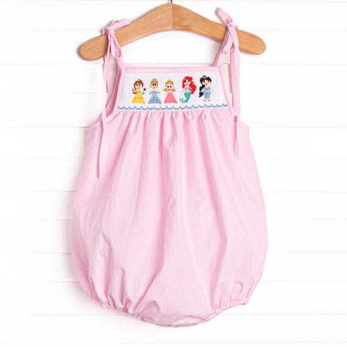 Once Upon a Dream Smocked Bubble, Pink – Stitchy Fish