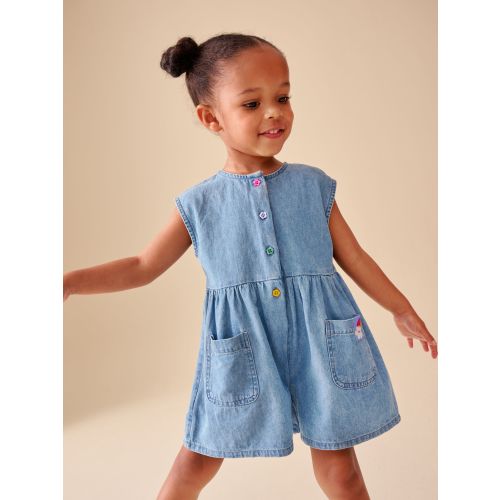 Blue Denim Sleeveless Playsuit (3mths-7yrs)