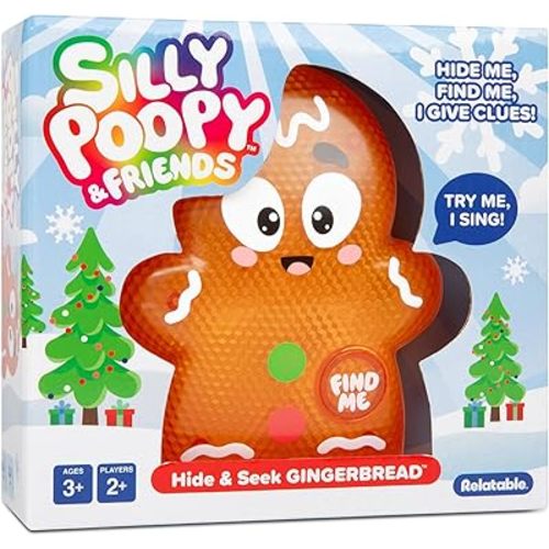Silly Poopy & Friends™ Hide & Seek Gingerbread™ by Relatable, The Kid-Friendly Hide & Seek Game, Includes 1 Silly Gingerbread, A Great or Stocking Stuffer for Toddlers