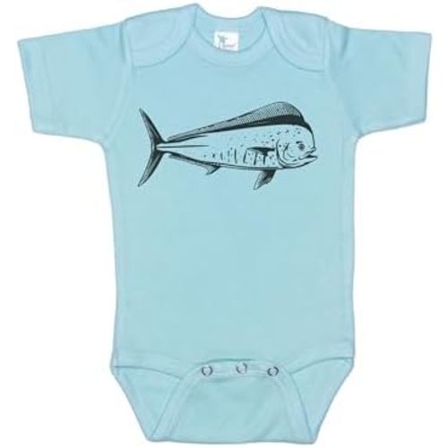 Ebenezer Fire Mahi Mahi Onesie/Baby Fishing Outfit/Saltwater Bodysuit/Unisex Romper/Newborn Fishing Onesie