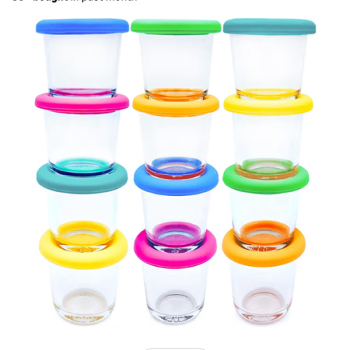 Elk and Friends 4oz Borosilicate Glass Baby Food Storage Jars with Silicone Lid | Strong Glass | Set of 12 | Microwave, Oven & Dishwasher Safe | Infant and Babies