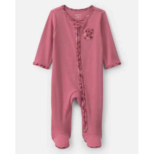 Baby Girl Floral Cotton 2-Way Zip Sleep & Play Pajamas - Pink | Carter's