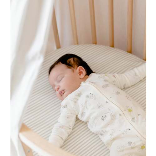 Stokke® Sleepi™ Bed Fitted Sheet Stripes Away Pebbles by Pehr V3