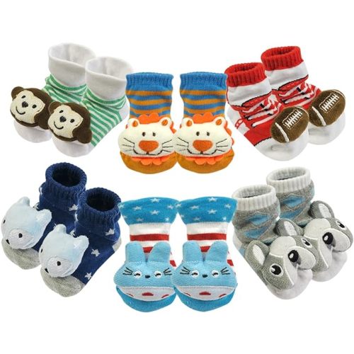 Bowbear Adorable Baby 6 Pair Non-Skid Bootie Socks