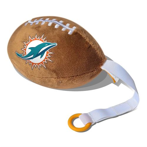 Smilo Plush Football Pacifier Holder Miami Dolphins - Officially Licensed NFL Soother Holder - Soft Toy and Dummy Holder - Fits Any Soother - Stroller Accessory