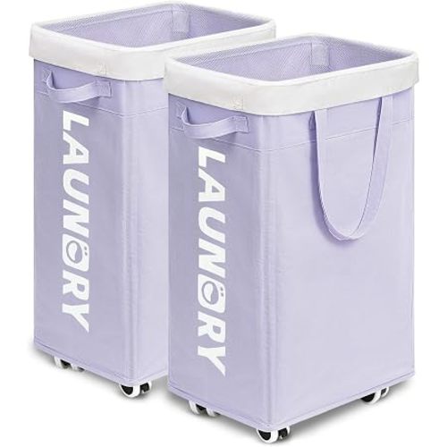 Goodpcik 2-Pack Rolling Laundry Hamper with Wheels, Hamper for Dorm, 75L