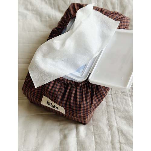 Wet Wipe Cover in Indigo Check