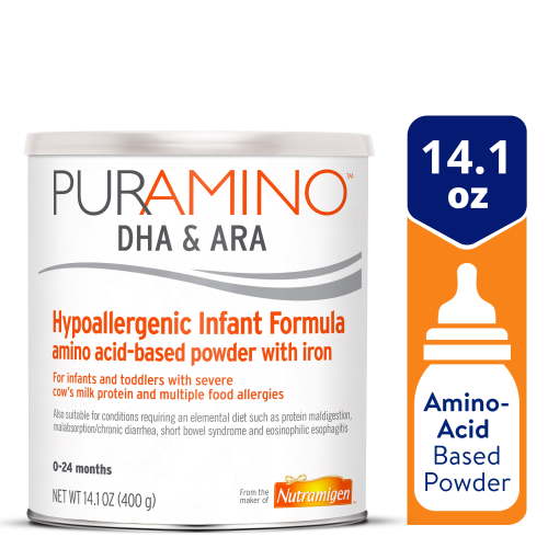 PurAmino Hypoallergenic Infant Drink, for Severe Food Allergies, Omega-3 DHA, Iron, Immune Support, 14.1 Oz Can, 4 Count