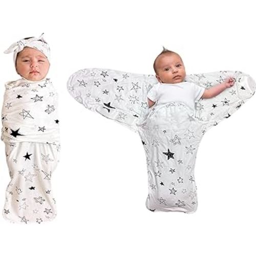 Norani Baby Snugababe Swaddle Pod for Newborns – Secure Arm Inserts Prevent Escape, Easy-Zip for Diaper Changes, Award-Winning Best Sleep Solution, Stars