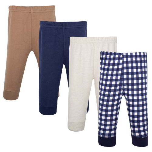 Hudson Baby Boy Cotton Pants and Leggings, Navy Gingham, Newborn