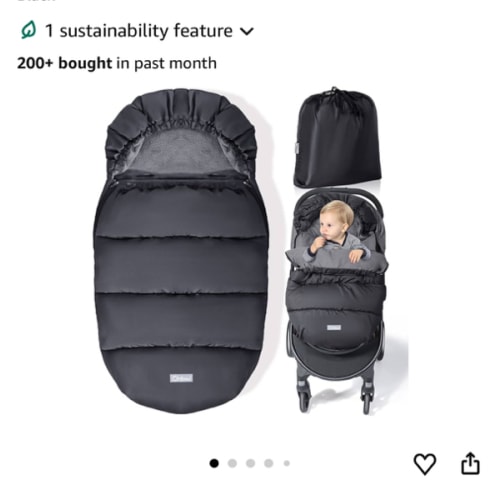 Orzbow Universal Stroller Footmuff, Winter Baby Stroller Bunting Bag, Warm Polar Fleece Stroller Sleeping Bag for Cold Weather, Waterproof & Windproof, Baby Winter Must Have, Black