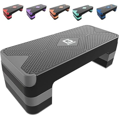 Aerobic Exercise Step, Adjustable Aerobic Stepper for Exercise, Workout Step Platform for Step Up, 26.5" Step Deck with 4” 6” 8” Adjustable Height Risers, Women Home Gym Cardio Fitness
