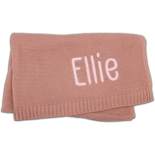 Personalized Baby Blanket with Name, Baby Girl Gifts, Custom Baby Blanket, 100% Cotton, Baby Blankets for Girls, Pink Blanket, Pink Stuff, Swaddle Blankets, (Dusty Pink)