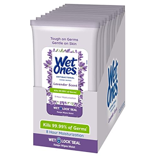 Wet Ones Antibacterial Lavender Hand Wipes | Travel Wipes Case, Moisturizing | 20 ct. Travel Size Wipes (10 pack)
