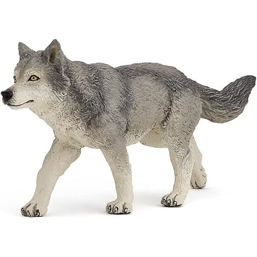 Papo - Grey She-Wolf Figure - Wild Animal Toy for Kids Age 3+ - Hand Painted Forest Predator Model - 12.5 x 3 x 6 cm - Durable Plastic Wolf Figurine for Nature Play - Wildlife Collection - 53012